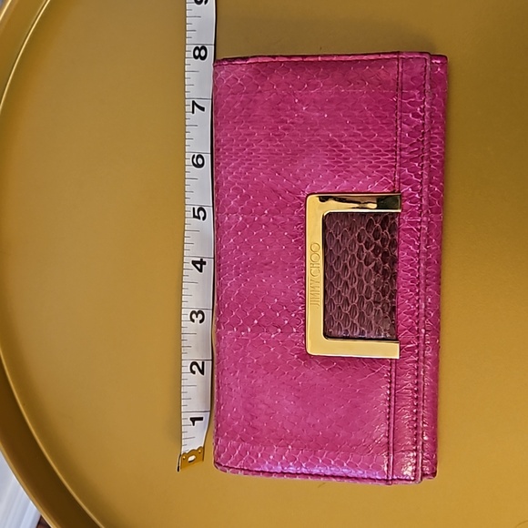EUC Jimmy Choo Snakeskin Continental Wall in Hot Pink w/ COA - Picture 14 of 15